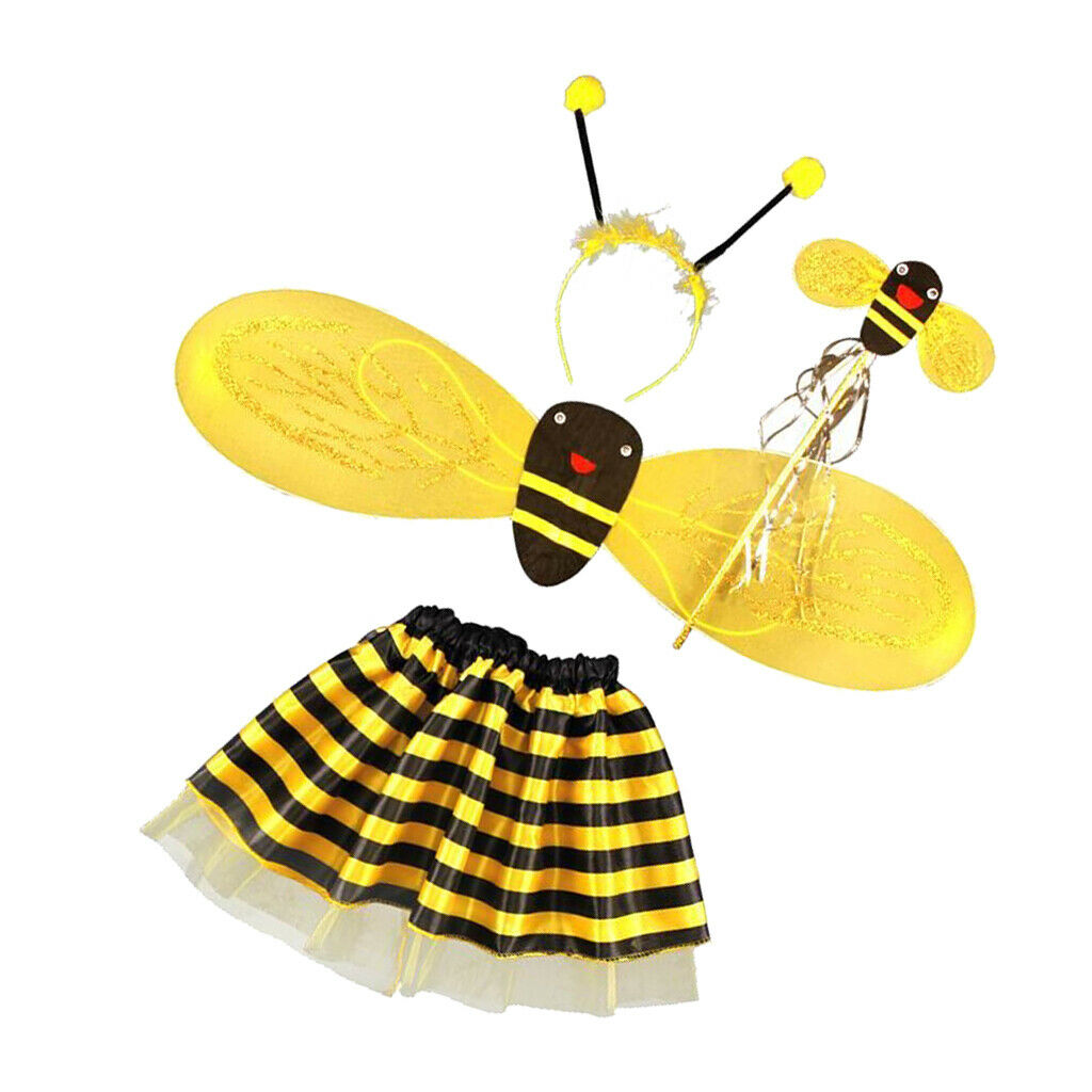 5 parts Bumble Bee honey girl kids fairy Halloween party costume dressing up