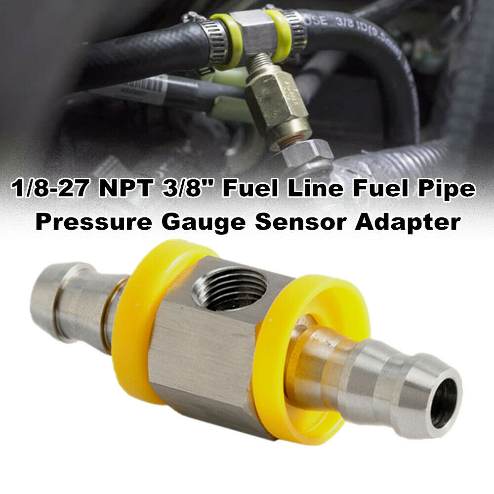 1/8-27NPT 3/8" Fuel Line Fuel Pipe Pressure Gauge Sensor Adapter Stainless Steel