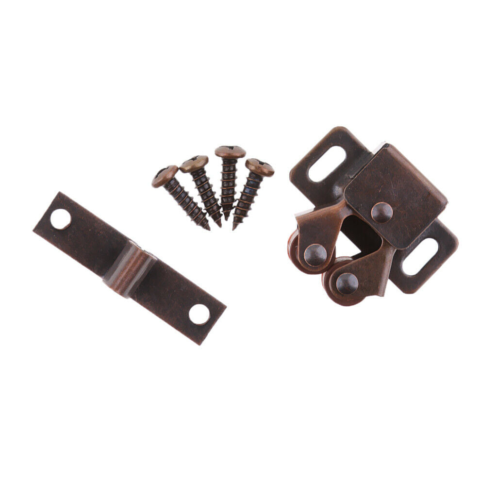 2xCabinet Cupboard Furniture Door Magnetic Catch Stopper Roller Latch_Bronze