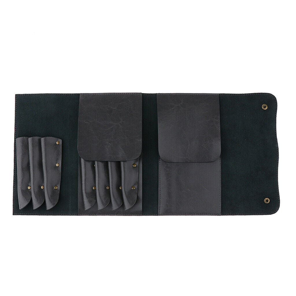 Real Leather Hair Scissor Holder Shear Holster Pouch Cutting Comb Bag Gray