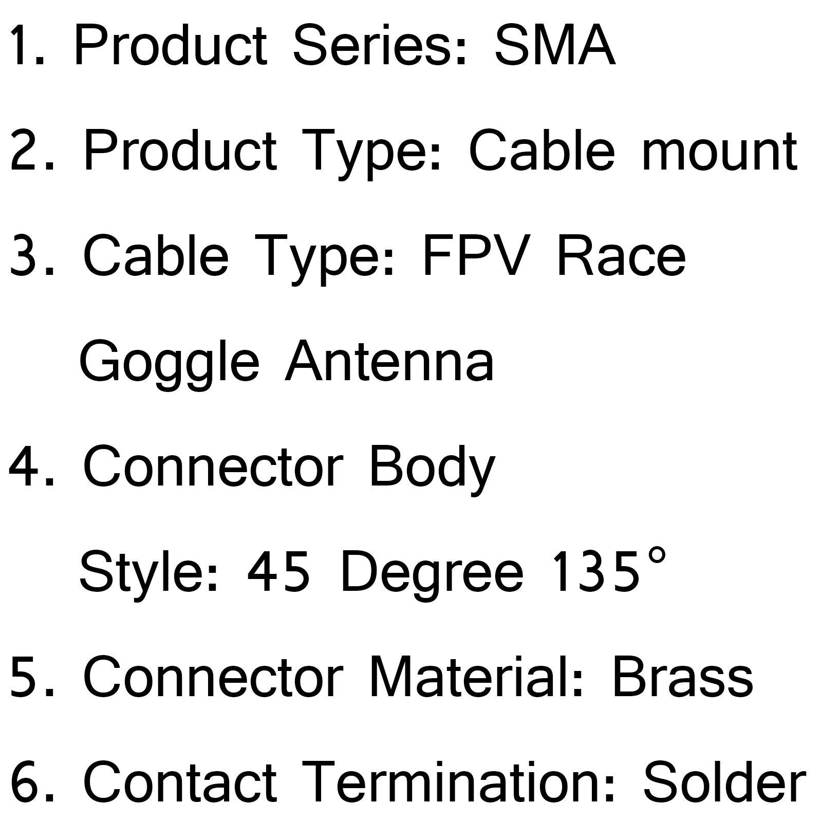 10Pcs SMA Male to SMA Female 45 Degree 135¡ãAdapter Connector For FPV Antenna CA