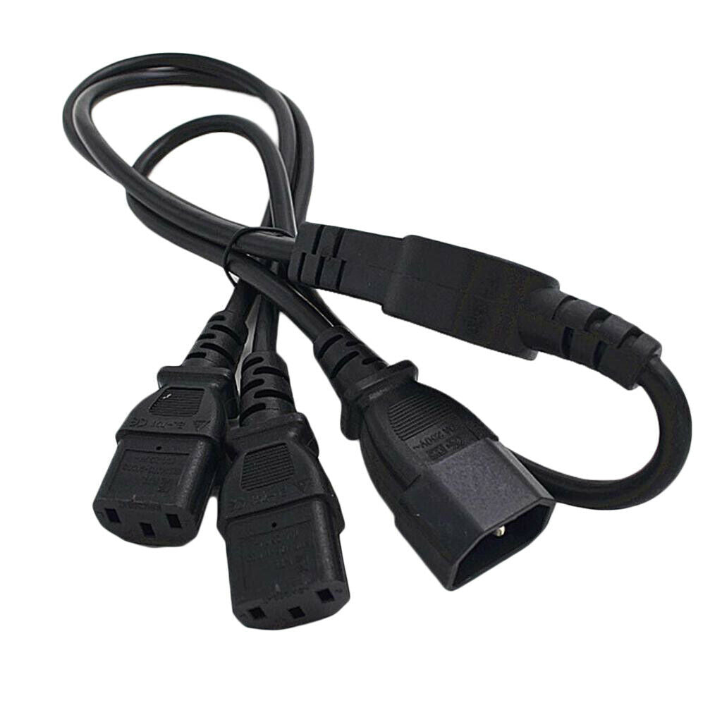 100cm 10A IEC 320 C14 to 2 C13 AC Power Supply Extension Cord for PC PDU UPS