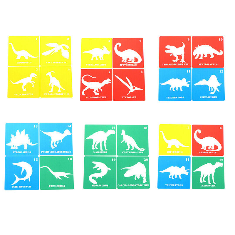 20x Dinosaur Stencils Templates Reusable Plastic Craft Drawing Painting Templ XC
