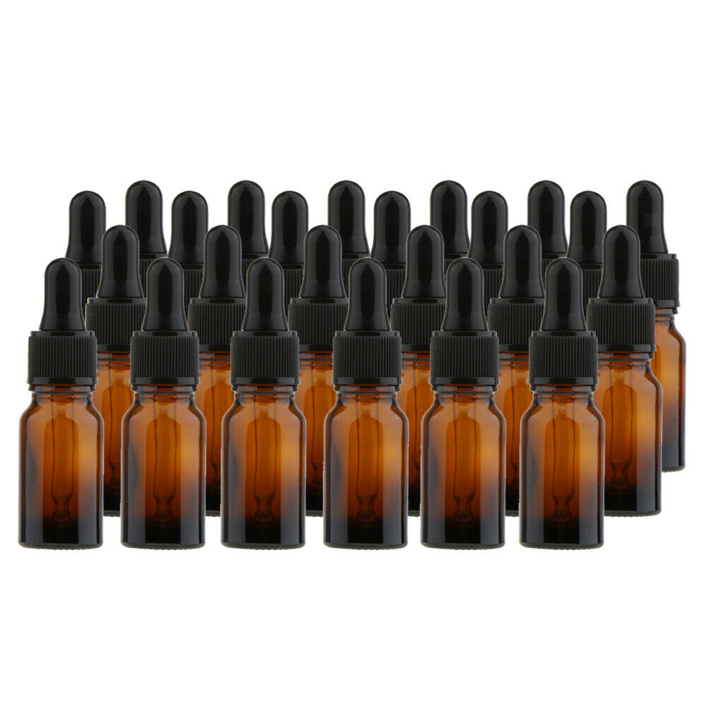 Packs of 24 Amber Glass Bottles with Eye Dropper for Essential Oils 10ml