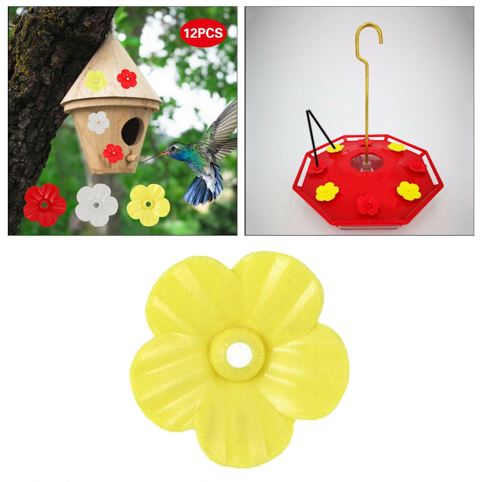 Hummingbird Feeder Replacement Flowers Feeding Ports for Feeder Use Yellow