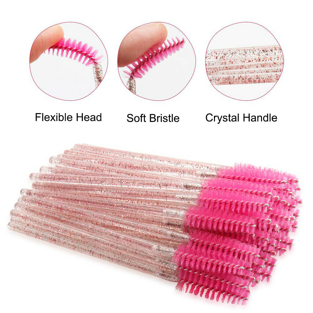 200 Pack Disposable Eyelash Brushes Applicator Grafting  Rose Red