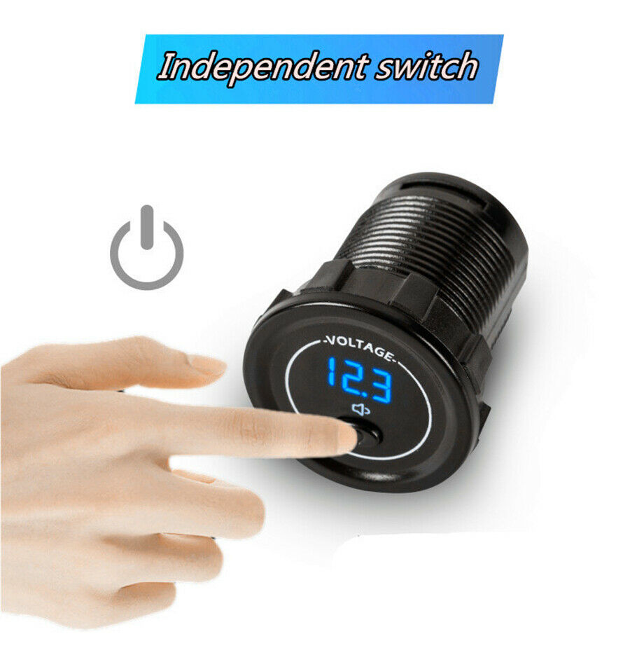 Blue LED Digital DC Voltmeter With Switch Motorcycle Car Universal 12V-24V