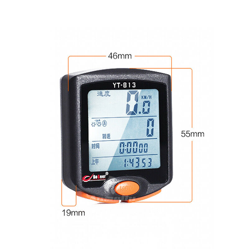 Bike Computer Wireless Motorcycle Bicycle LCD Odometer Speedometer w/ Back light