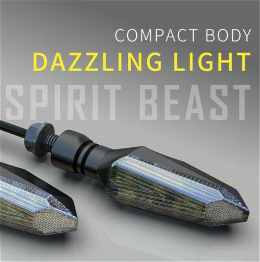 2X Universal Motorcycle LED Turn Signal Indicators Amber Light Black Acrylic 12V