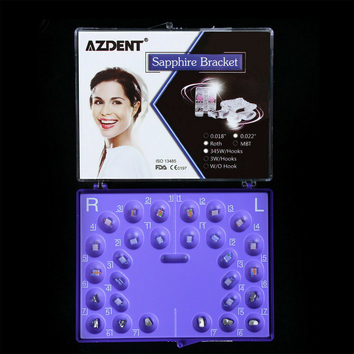10 Packs Orthodontic Sapphire Brackets Dental Mini Roth 0.022" 3.4.5 Hooks AZ