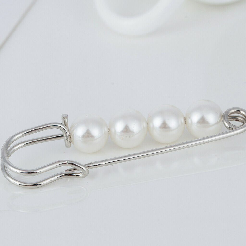 Fashion Pearls Brooch Mini Femle Scarf Safety Pin Badge Corsage Costume