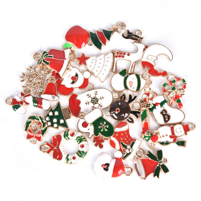 26Pcs/Set Enamel Mixed Style Christmas Series Charms Pendant DIY Jewelry Mak.DD