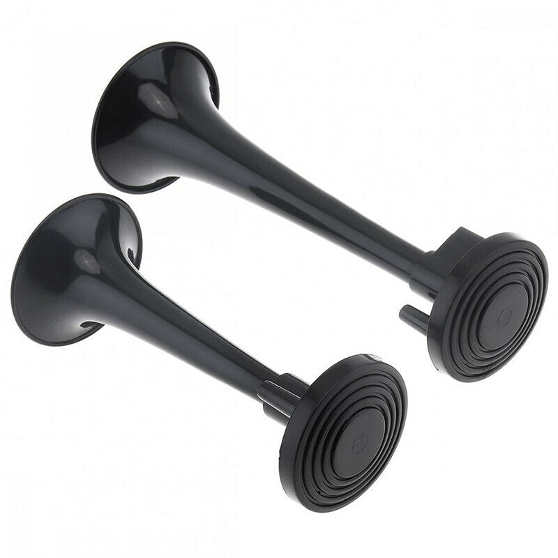 2PCS Black Air Horn Dual Trumpet Air Pump Air Horn Pipe Car Truck Train Boat  Tt