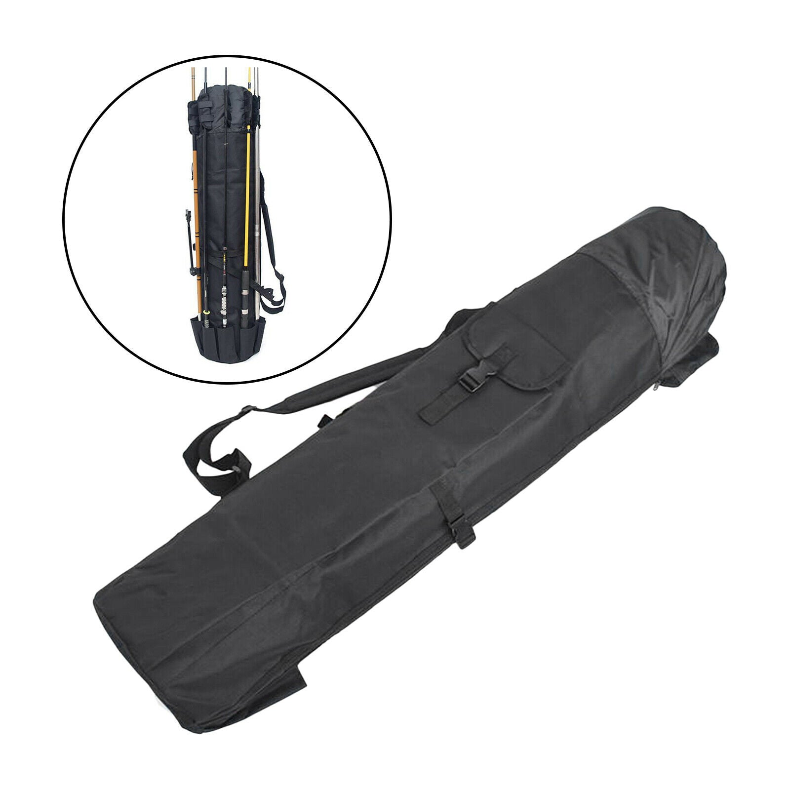 Waterproof Fishing Tackle Bag Fishing Rods Holder Travel Reel Carry Case Black