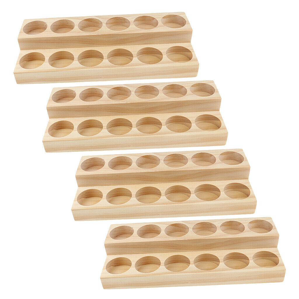 4pcs/pack 12-holes for Essential Oils Massage Oils, Cosmetic Wooden Displaying