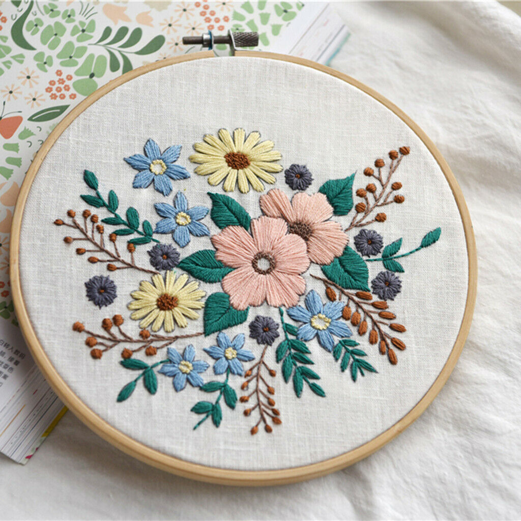 DIY Cross Stitch Starter Kit Handcraft Embroidery Needle Thread Hoop Frame Cloth