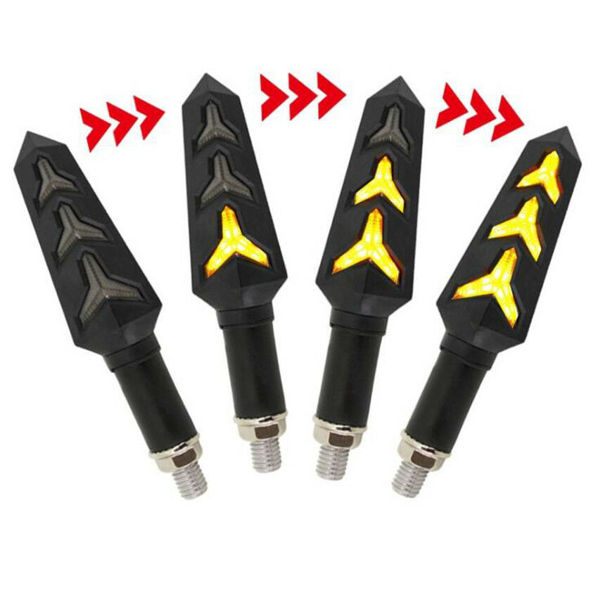 2Pcs Amber LED Flowing Turn Signal Light Lamp Indicator for Motorcycle Motorbike