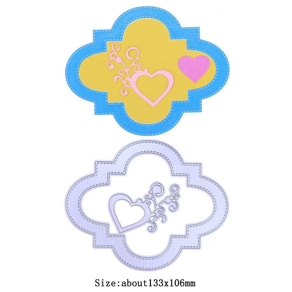 2pcs Heart Flowers DIY Metal Cutting Dies Crafts Stencil Embossing Decor @