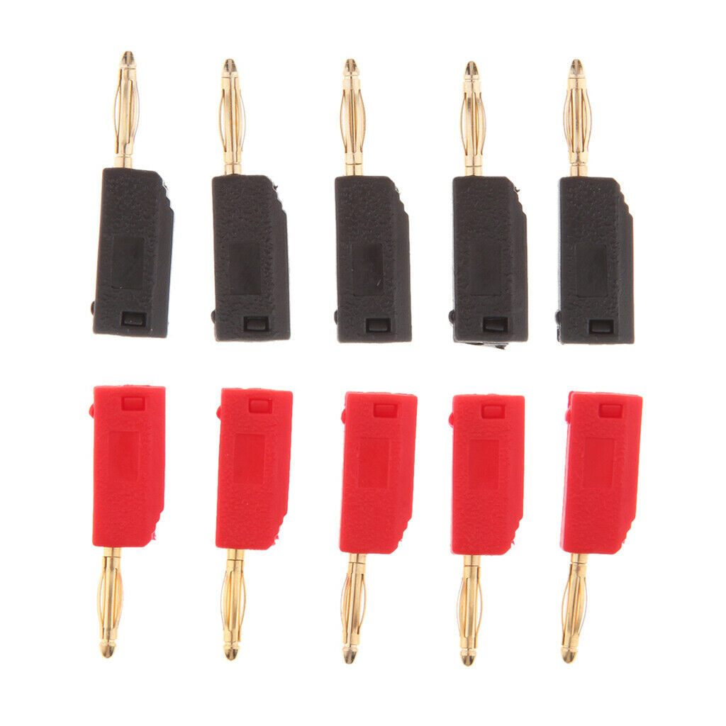 2mm Banana Unshrouded Stackable Plug Red Connector Insulated Black/Red 10PCS
