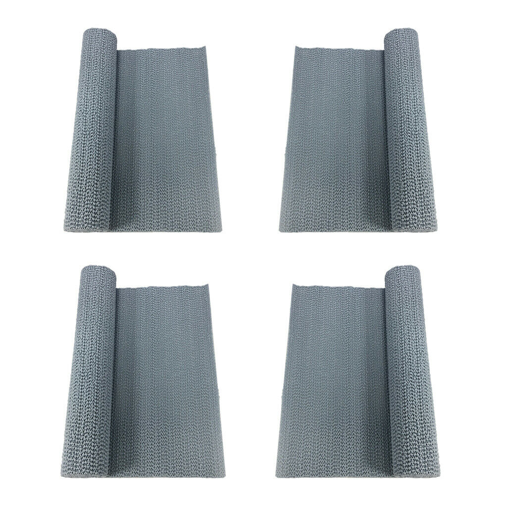 4 Rolls PVC Cabinet Shelf Drawer Liner Non-Adhesive Waterproof Non-Slip Mat for