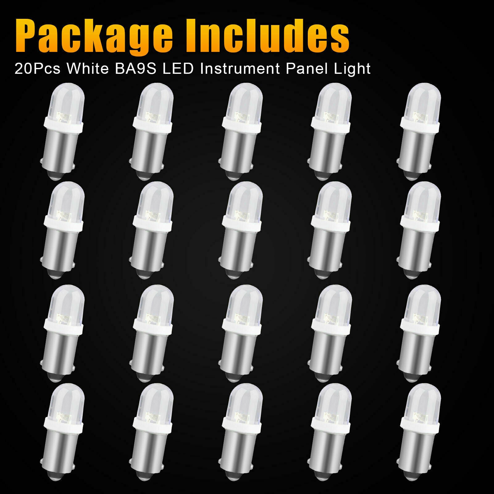 20x 12V Pure White BA9S LED Instrument Panel Light 1815 Dash Gauge Interior Bulb