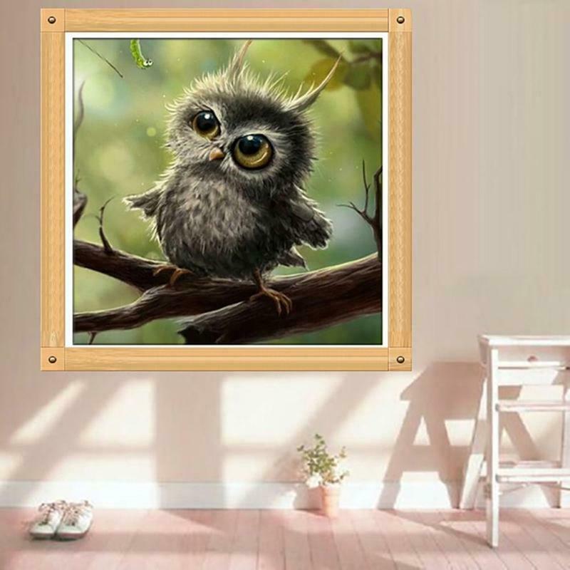 DIY 5D Owl Diamond Painting Embroidery Crafts Cross Stitch Home Room Wall Decor