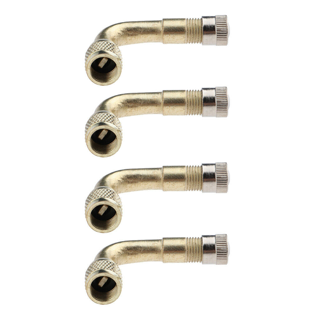 4 Pack Yellow 90 Brass Car Tire Lengthened Inflatable Tube 45/90/135 Degree