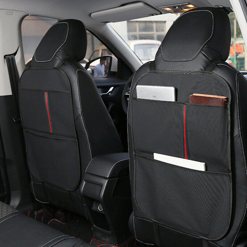 Car Seat Back Cover Protector Anti-kick Clean Mat Wearproof PU Leather w/ Pocket