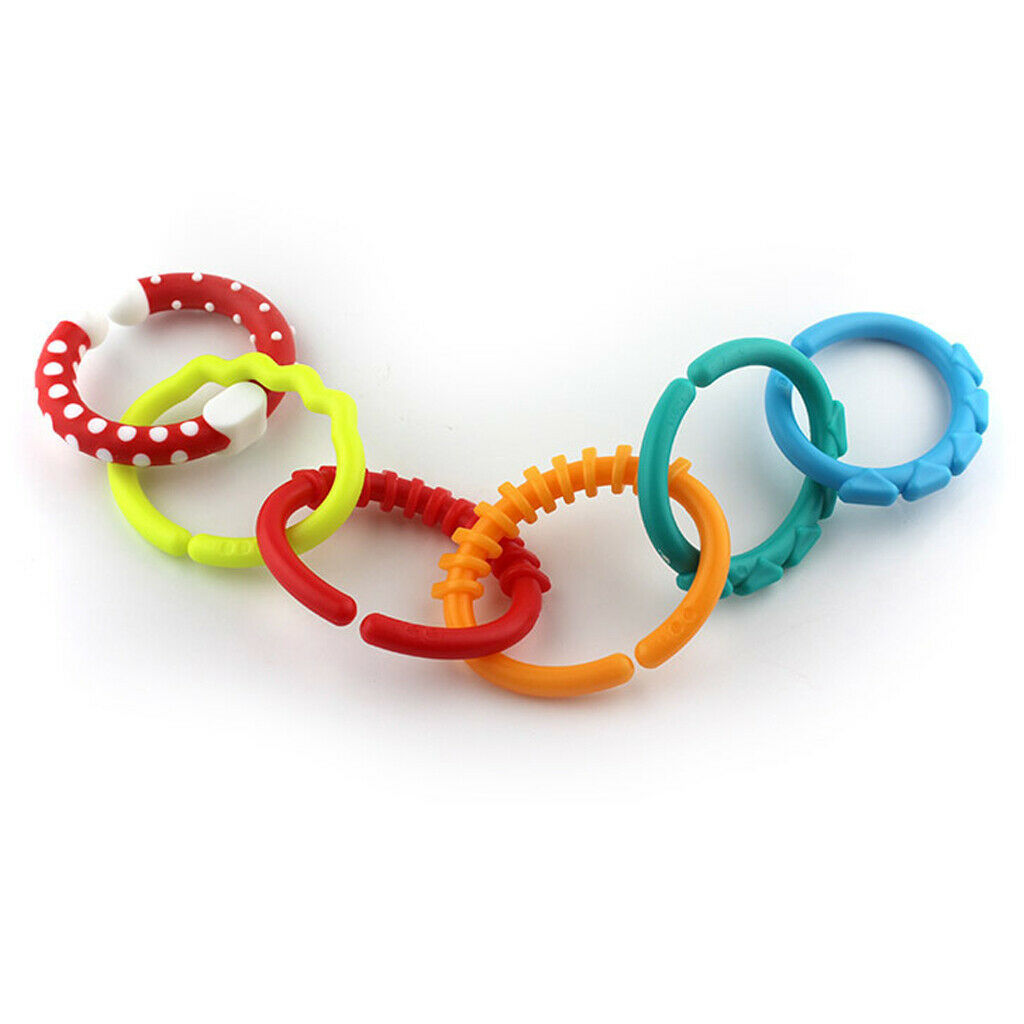 6pcs Baby Teething Rings BPA Free Silicone Teether Bracelet - Sensory Rings