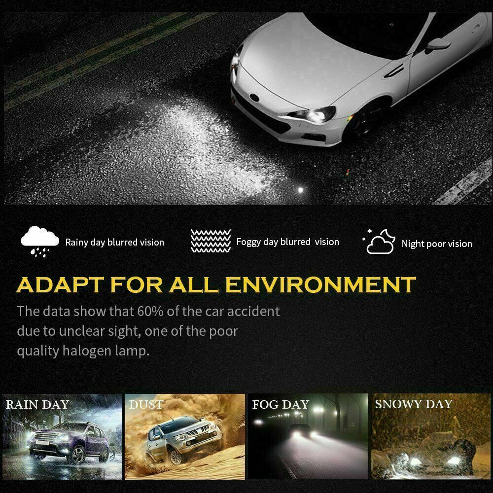 Pair 9003 H4 LED Headlight Bulbs Kit High-Low Beam Super Bright 80W 8000LM 6000K