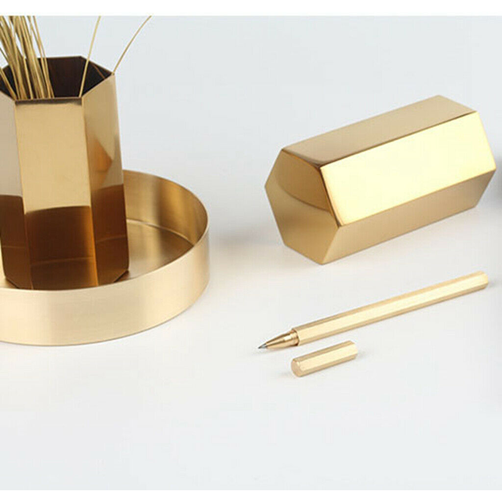 Modern Hexagonal Vase With Pen Pencil Holder And Vase For Stationery Desk