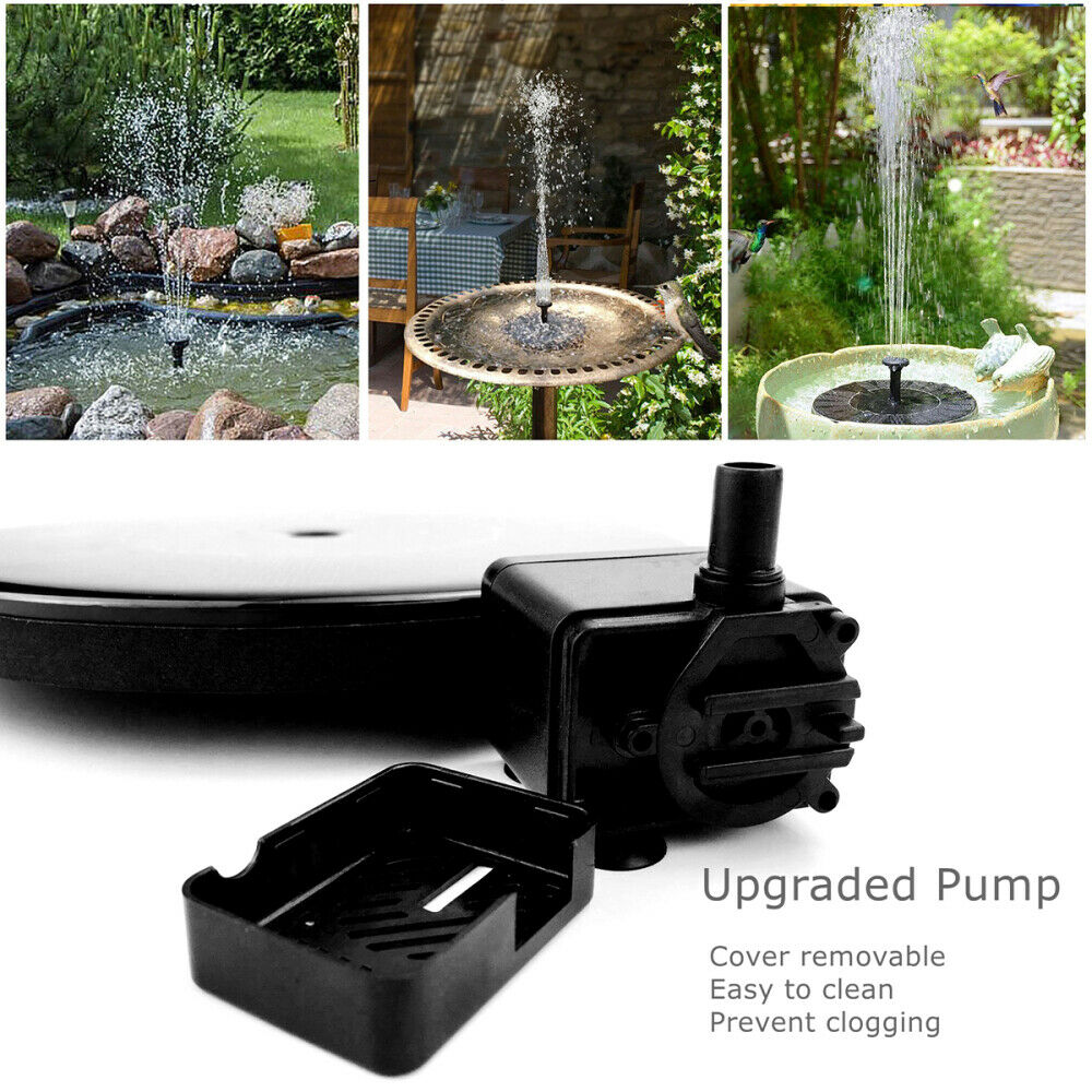 Solar Powered Bird Bath Fountain Water Pump Floating Outdoor Pond Garden Patio