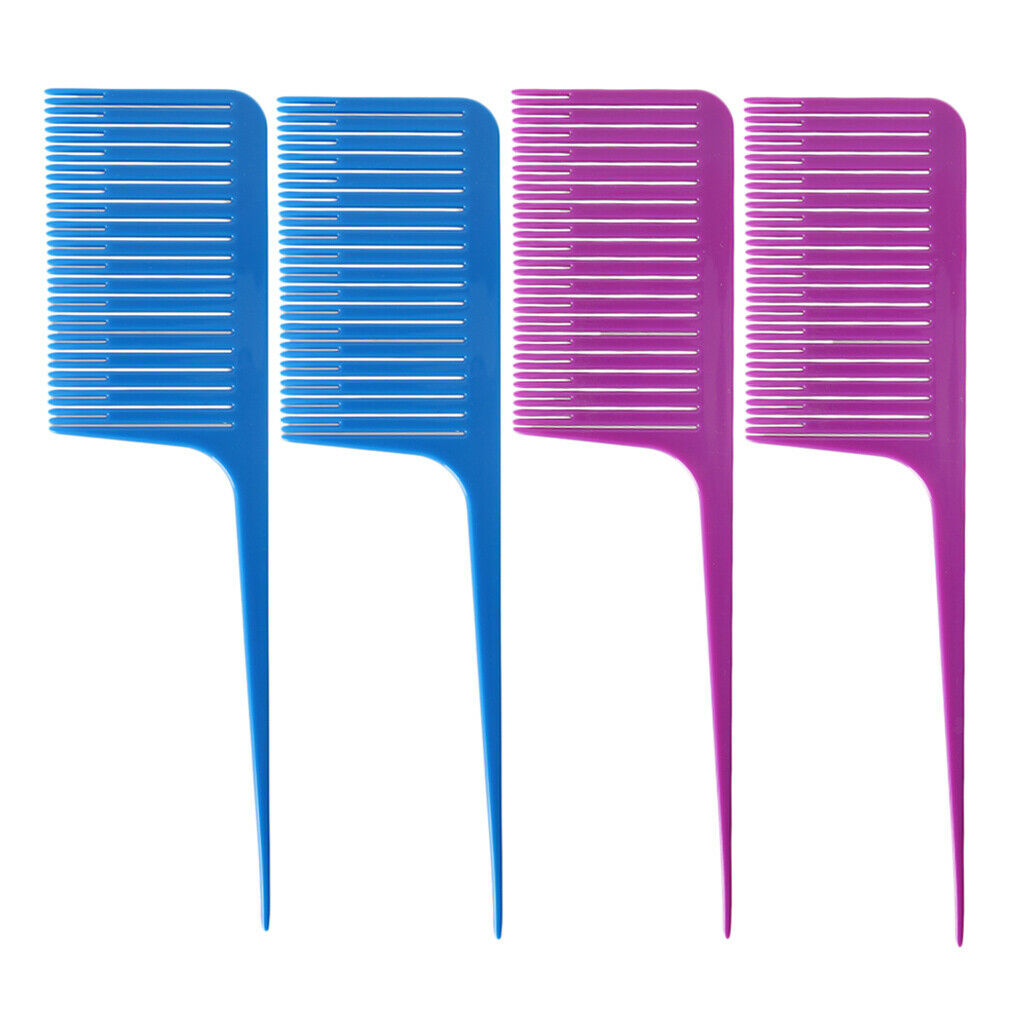 4Pcs Weave Highlighting Foiling Hair Comb Styling Hair Combs Purple+Blue