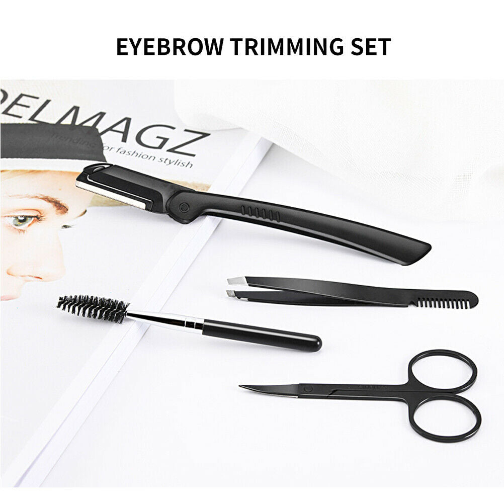 4Pcs Stainless Steel Eyebrow Scissors Set Eyebrow Shaping Clip Makeup Tools