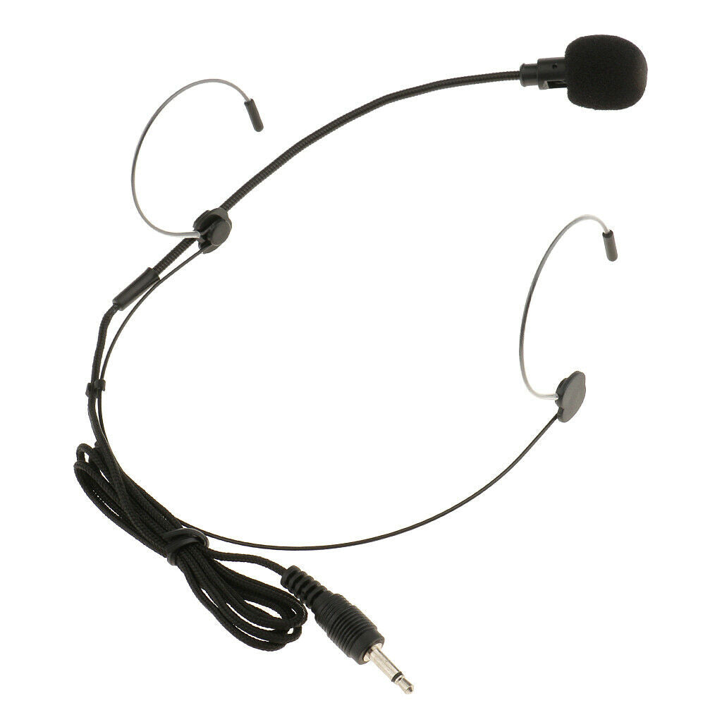 2 pieces double ear hook wired headset microphone 3.5mm mono plug black