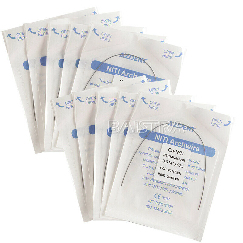50X Dental Cu NiTi Copper Nickel Titanium Rectangular Arch Wires 0.014*0.025