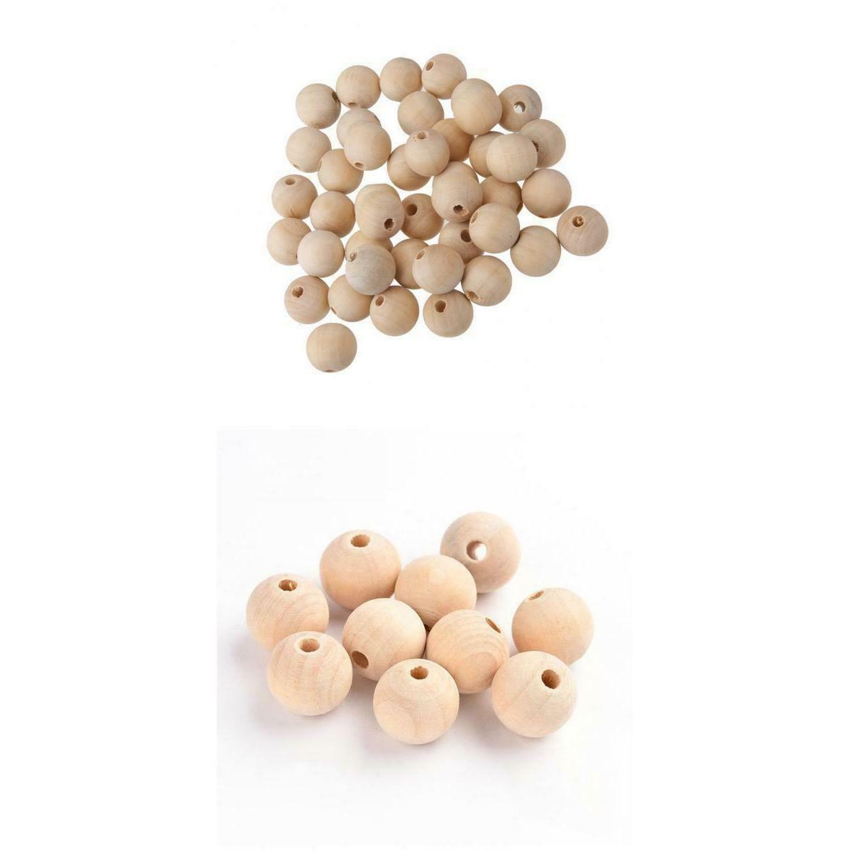 100pcs Unfinished Wood Beads Round Spacer Balls For Necklace Chain 18mm 20mm