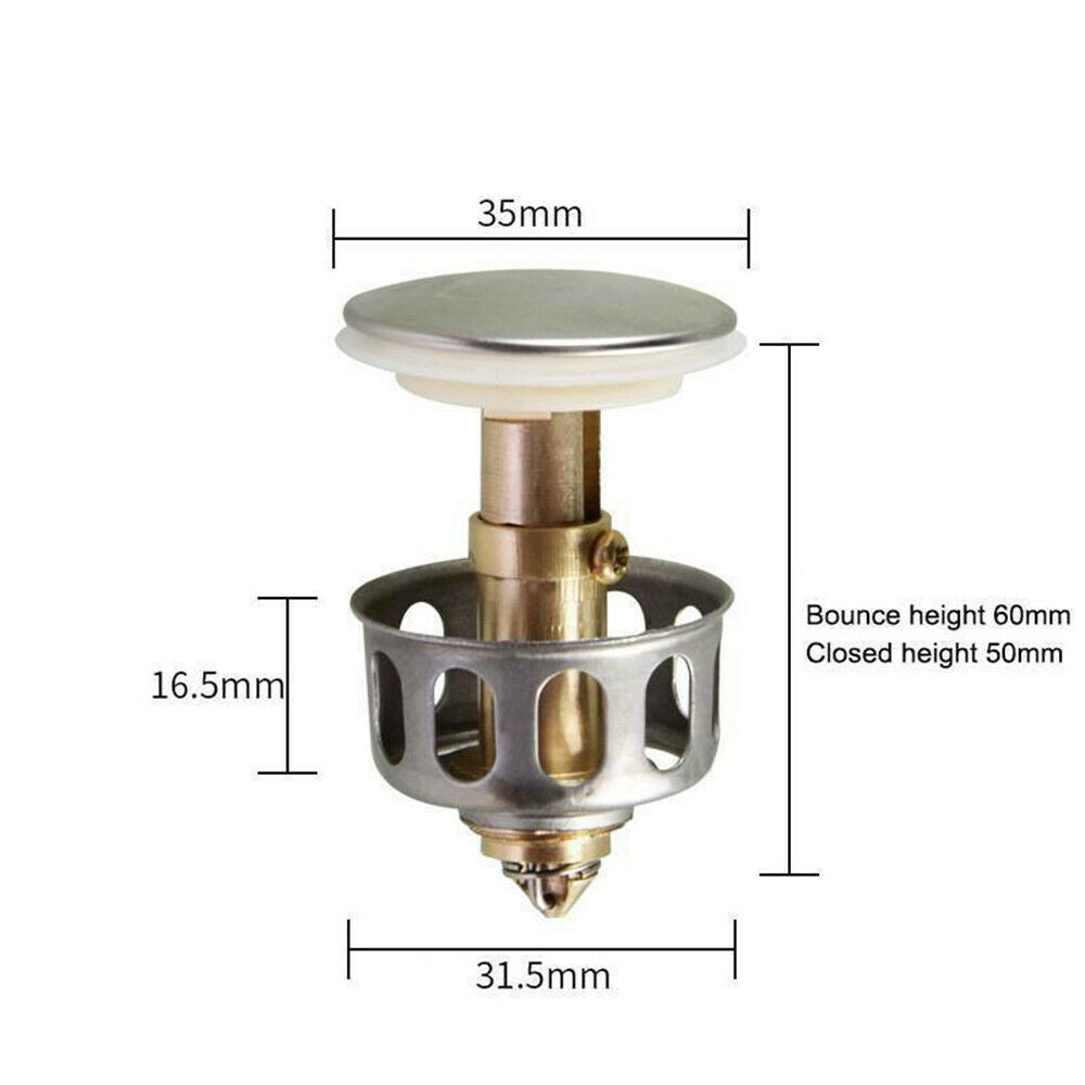 Universal -Wash Basin Bounce Drain Filter Pop Up Bathroom Toilet Sink Drain Plug