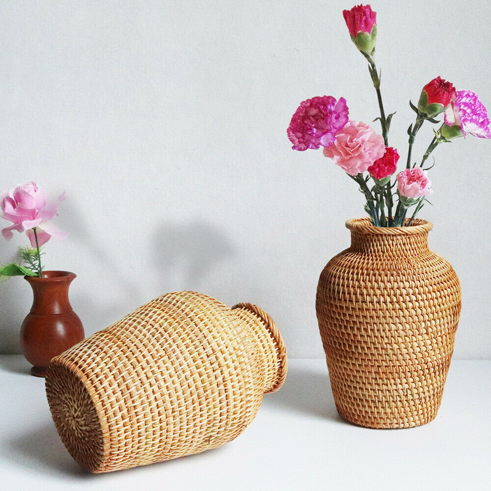 Rattan Vase Dried Flower Silk Flower Vase Home Garden Decor Art Table Ornaments