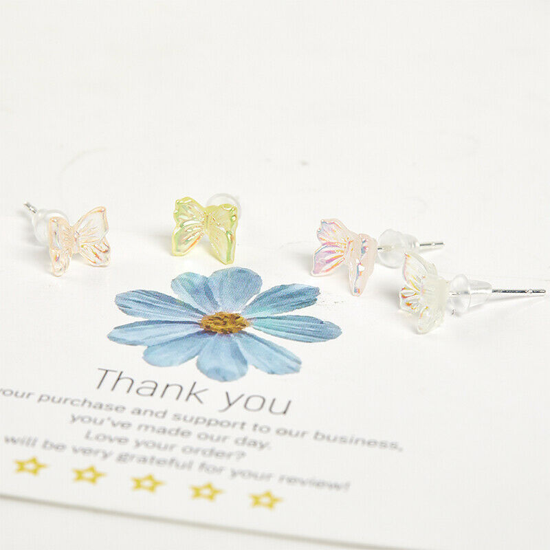 8cps Little Butterfly Stud Tragus Earring For Women Acrylic Rainbow   Earrin Qx