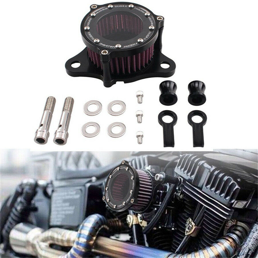 Black Motorbike Air Intake Filter System Kit For Sportster XL883 XL1200