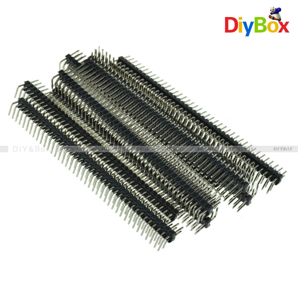 [10PCS] 2.54mm 2 x 40 Pin Male Double Row Right Angle Pin Header Strip Connector