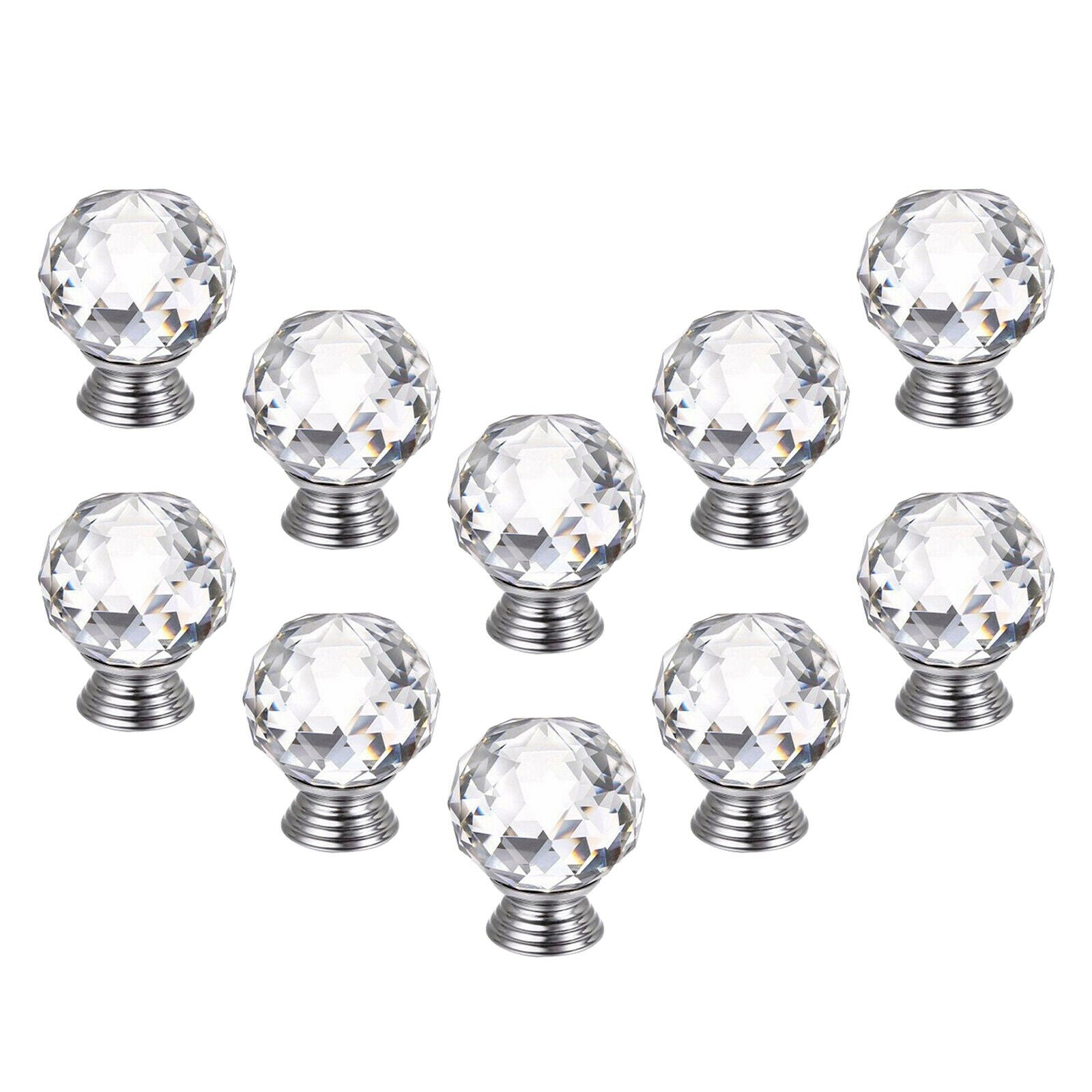 10x Crystal Knob Diamond Shape Drawer Cabinet Pull Handle Dresser Door 30mm