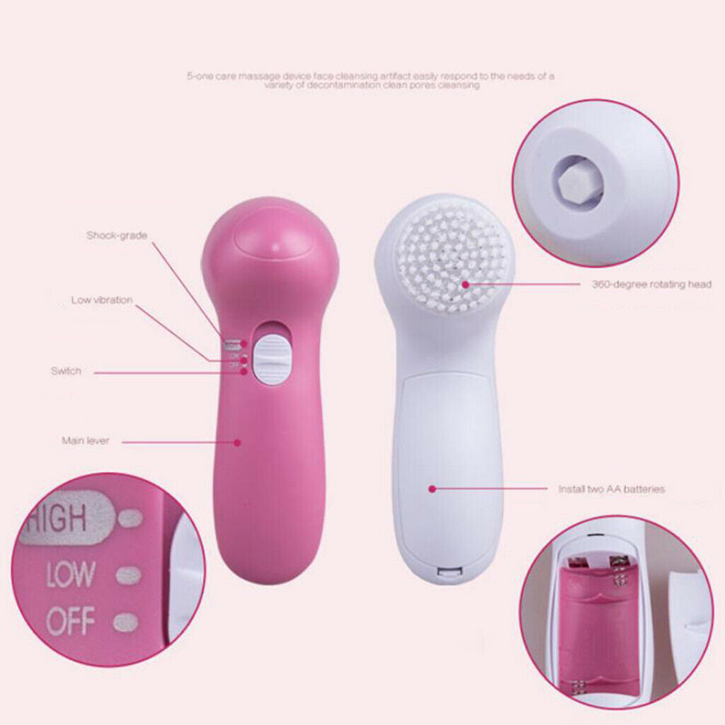 5 in 1 Soft Facial Cleansing Brush Massaging Cleanser Machine Deep Cleansing