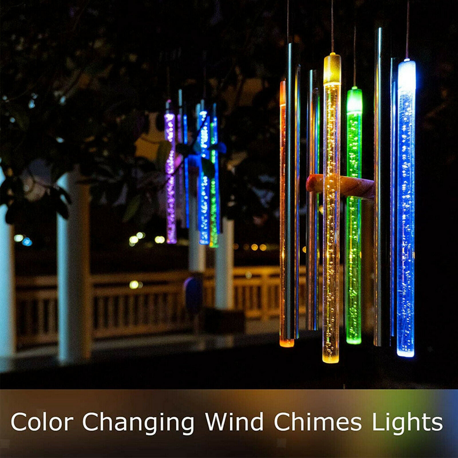 Solar Power Wind Chimes Decoration Hanging Light Ornament Garden Patio