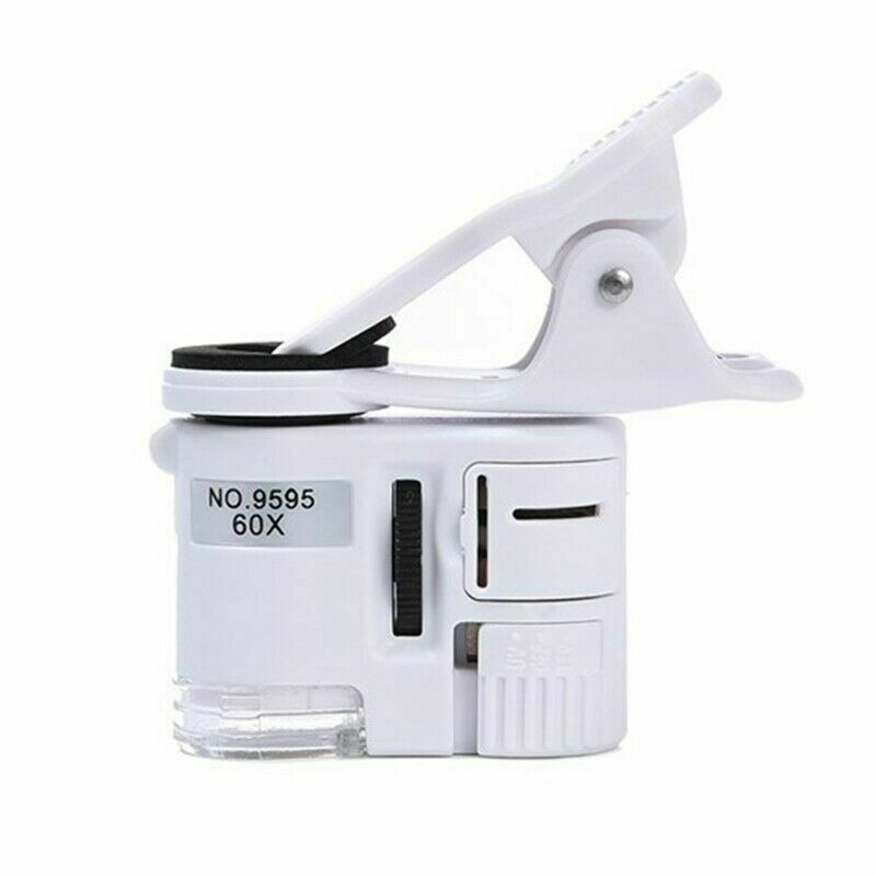 9595W 60X Magnifier Mini Portable Mobile Phone Clip Microscope Tool LED Light