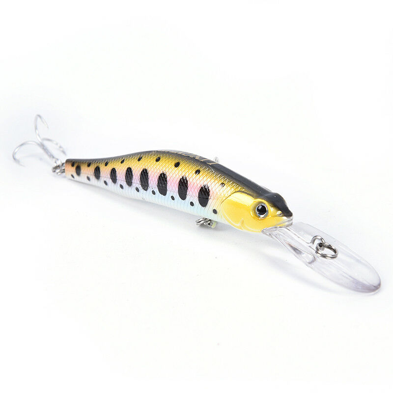 12cm 13.4g Minnow Fishing Lure Slow Sinking Crankabits Wobbler Hook Hard .l8
