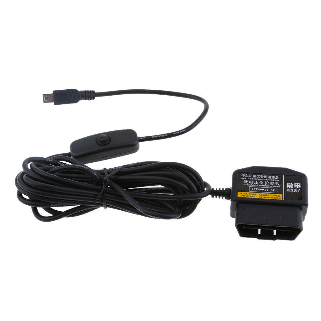 2Pieces 12/24V to 5V Car Dash Cam Hardwire Adapter Cable DVR OBD Buck Line