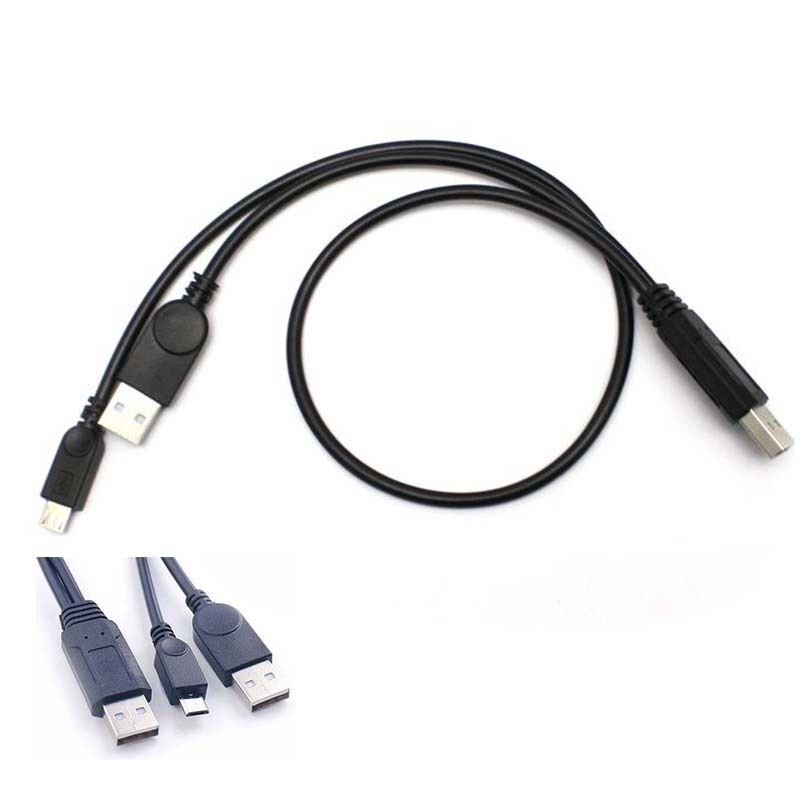 New USB 2.0 A Male to A Male + Micro 5pin Male Data Power Y Cable HDD Hard Drive