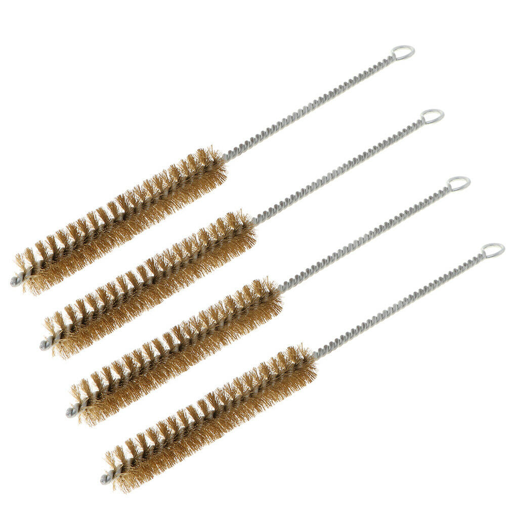 4 Pcs  23cm Round Pipe Tube Cylinder Bore Bottle Cleaning Brass Metal Wire Brush